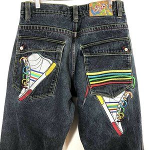 Mens Coogi Embroidered Sneaker Hip Hop Baggy Classic Straight Jeans Size 32X33